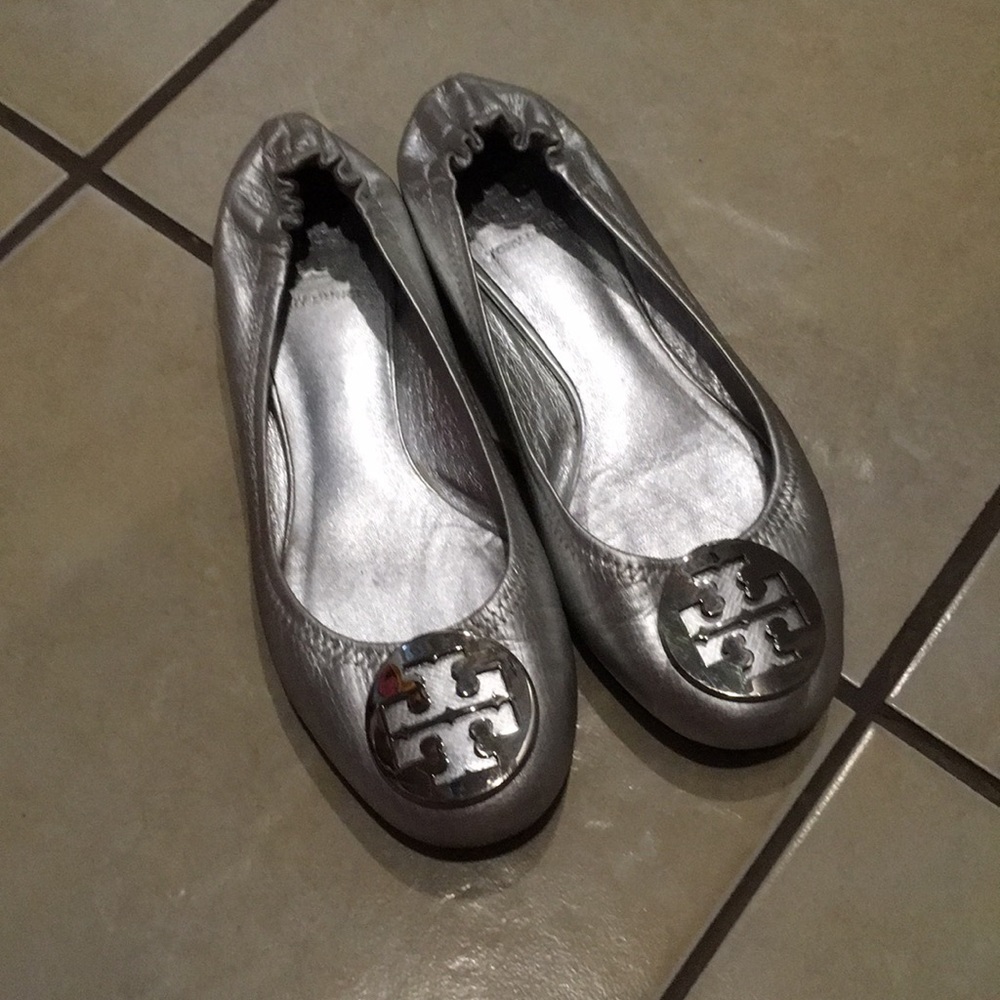 Tory Burch silver flats